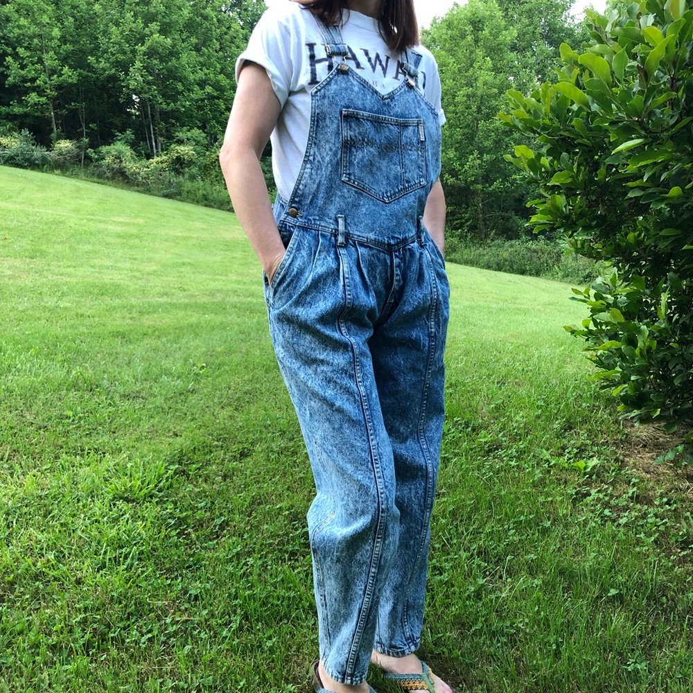 Vintage Guess Overalls 4 Acid Wash Pleated 90’s - Picture 3 of 8